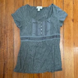 Ann Taylor Loft Grey Lace Shirt